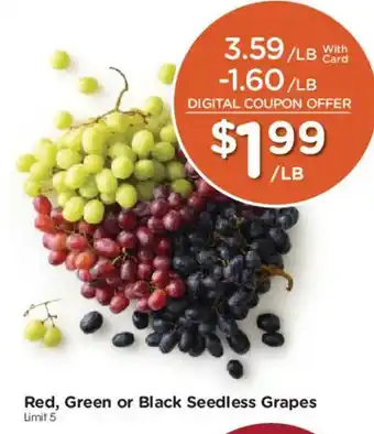 Mariano's Red, Green or Black Seedless Grapes offer