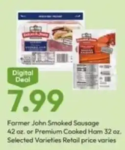 Stater Bros Farmer John Smoked Sausage or Premium Cooked Ham offer
