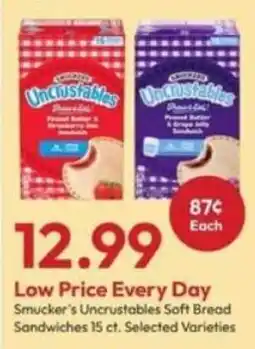 Stater Bros Smucker's Uncrustables Soft Bread Sandwiches offer