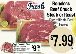 Big Saver Foods Fresh Boneless Beef Chuck Steak or Roast offer