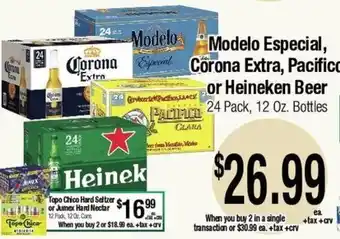 Modelo Especial, Corona Extra, Pacifico or Heineken Beer