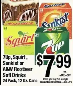 Big Saver Foods 7up, Squirt, Sunkist or A&W Rootbeer Soft Drinks offer
