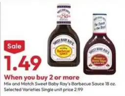 Stater Bros Sweet Baby Ray's Barbecue Sauce offer