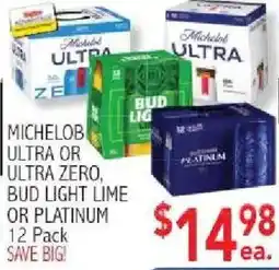 Ingles Markets Michelob Ultra or Ultra Zero, Bud Light Lime or Platinum offer