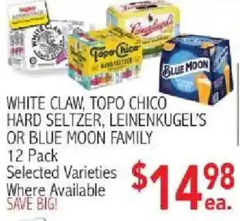 Ingles Markets White Claw, Topo Chico Hard Seltzer, Leinenkugel's or Blue Moon Family offer