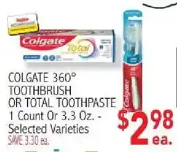 Ingles Markets Colgate 360° toothbrush or total toothpaste offer