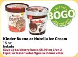 Fresco y Más Kinder Bueno or Nutella Ice Cream offer