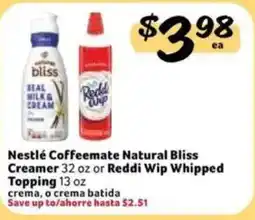 Fresco y Más Nestlé Coffeemate Natural Bliss Creamer or Reddi Wip Whipped Topping offer