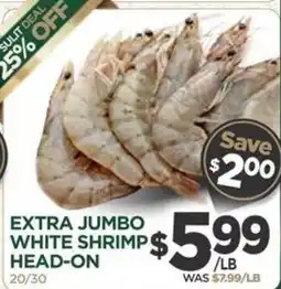 Island Pacific Market Extra Jumbo White Shrimp Head-On offer