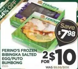 Island Pacific Market Ferino's frozen bibingka salted egg/puto bumbong offer