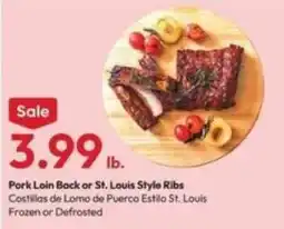 Stater Bros Pork Loin Back or St. Louis Style Ribs offer