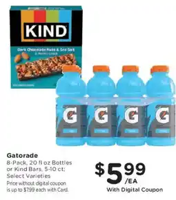 Mariano's Gatorade 8-Pack, 20 fl oz Bottles or Kind Bars, 5-10 ct; Select Varieties offer