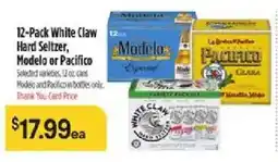 Bashas' 12-Pack White Claw Hard Seltzer, Modelo or Pacifico offer