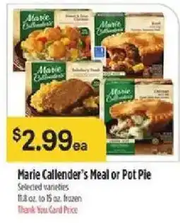 Bashas' Marie Callender's Meal or Pot Pie offer