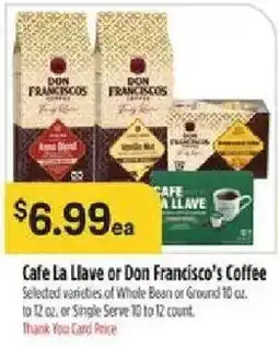 Bashas' Cafe La Llave or Don Francisco's Coffee offer
