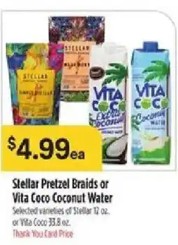 Bashas' Stellar Pretzel Braids or Vita Coco Coconut Water offer