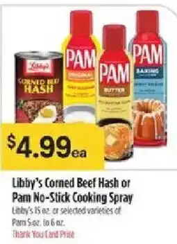 Bashas' Libby's Corned Beef Hash or Pam No-Stick Cooking Spray offer