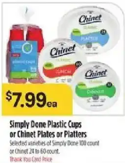 Bashas' Simply Done Plastic Cups or Chinet Plates or Platters offer