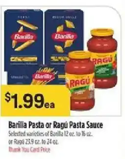 Bashas' Barilla Pasta or Ragu Pasta Sauce offer
