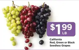 Food 4 Less California Red, Green or Black Seedless Grapes offer