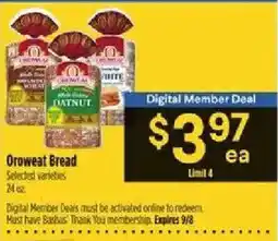 Bashas' Oroweat Bread offer