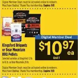 Bashas' Kingsford Briquets or Bear Mountain BBQ Pellets offer
