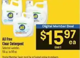 Bashas' All Free Clear Detergent offer