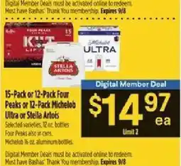Bashas' Four Peaks or Michelob Ultra or Stella Artois offer