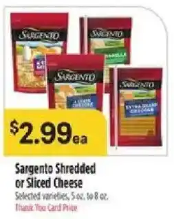 Bashas' Sargento shredded or sliced cheese offer