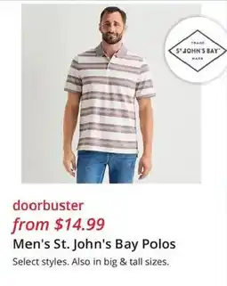 JC Penney Men's St. John's Bay Polos offer