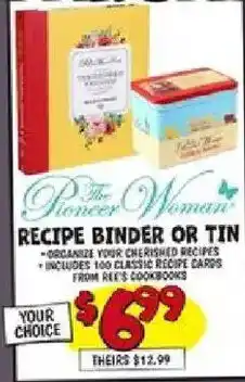 Ollie's The Pioneer Woman recipe binder or tin offer