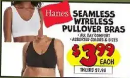 Ollie's Hanes seamless wireless pullover bras offer