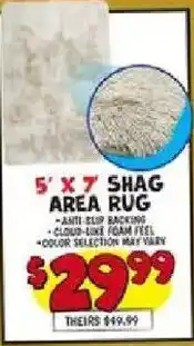 Ollie's 5' x 7' shag area rug offer