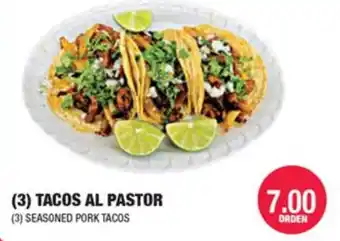 3 seasoned pork tacos