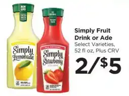 Food 4 Less Simply Fruit Drink or Ade offer