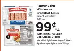 Food 4 Less Farmer John Wieners or Breakfast Links offer