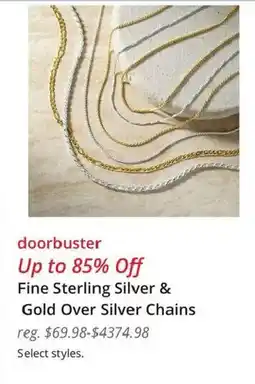 JC Penney Fine Sterling Silver & Gold Over Silver Chains offer