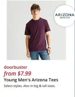 JC Penney Young Men's Arizona Tees offer