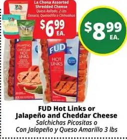 Rancho Markets Fud hot links or jalapeño and cheddar cheese offer