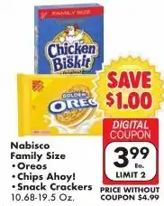 Fairplay Nabisco Family Size Ores, Chips Ahoy! or Snack Crackers offer