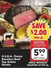 Fairplay U.S.D.A. Choice Boneless Beef Top Sirloin Steaks offer