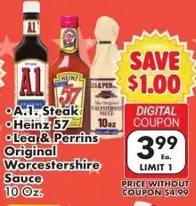 Fairplay A-1 Steak, Heinz 57, and Lea & Perrins Original Worcestershire Sauce offer