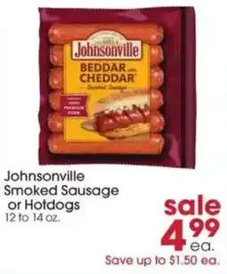 Giant Eagle Johnsonville Smoked Sausage or Hotdogs offer