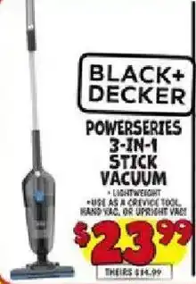 Ollie's Black+Decker powerseries 3-in-1 stick vacuum offer