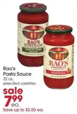 Giant Eagle Rao's Pasta Sauce offer