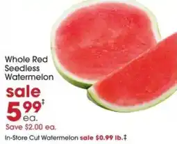 Giant Eagle Whole Red Seedless Watermelon offer