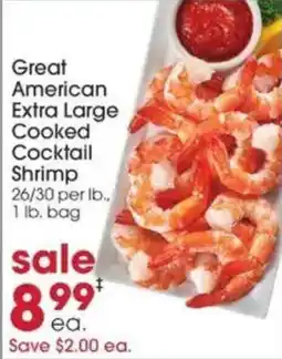 Giant Eagle Great American extra large cooked cocktail shrimp offer