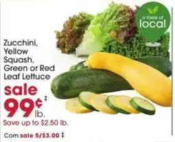 Giant Eagle Zucchini, Yellow Squash, Green or Red Leaf Lettuce offer