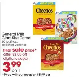 Giant Eagle General Mills Giant Size Cereal offer