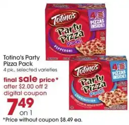 Giant Eagle Totino's Party Pizza Pack offer